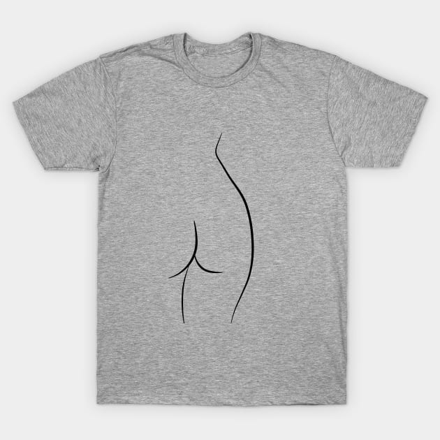 Butt Line Drawing - Curvy Chiara T-Shirt by PeachOnAWindowsill